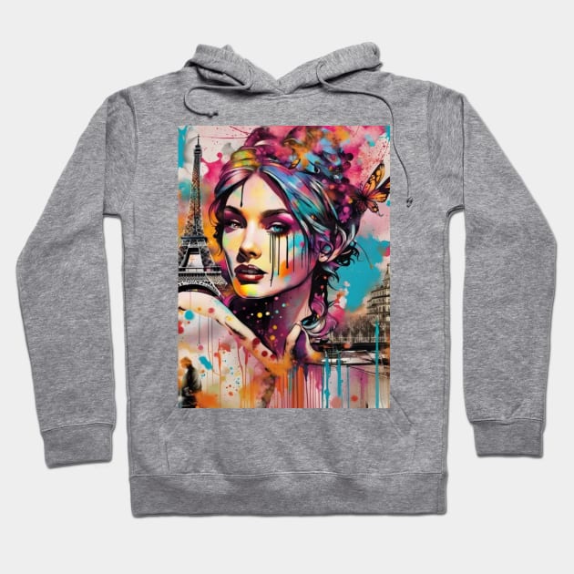 Lady in Paris, Graffiti art, splash art, street art, spray paint, colourful art Hoodie by BeatyinChaos